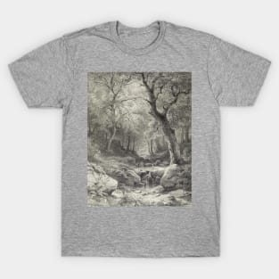 Forest Scene Pencil Illustration T-Shirt